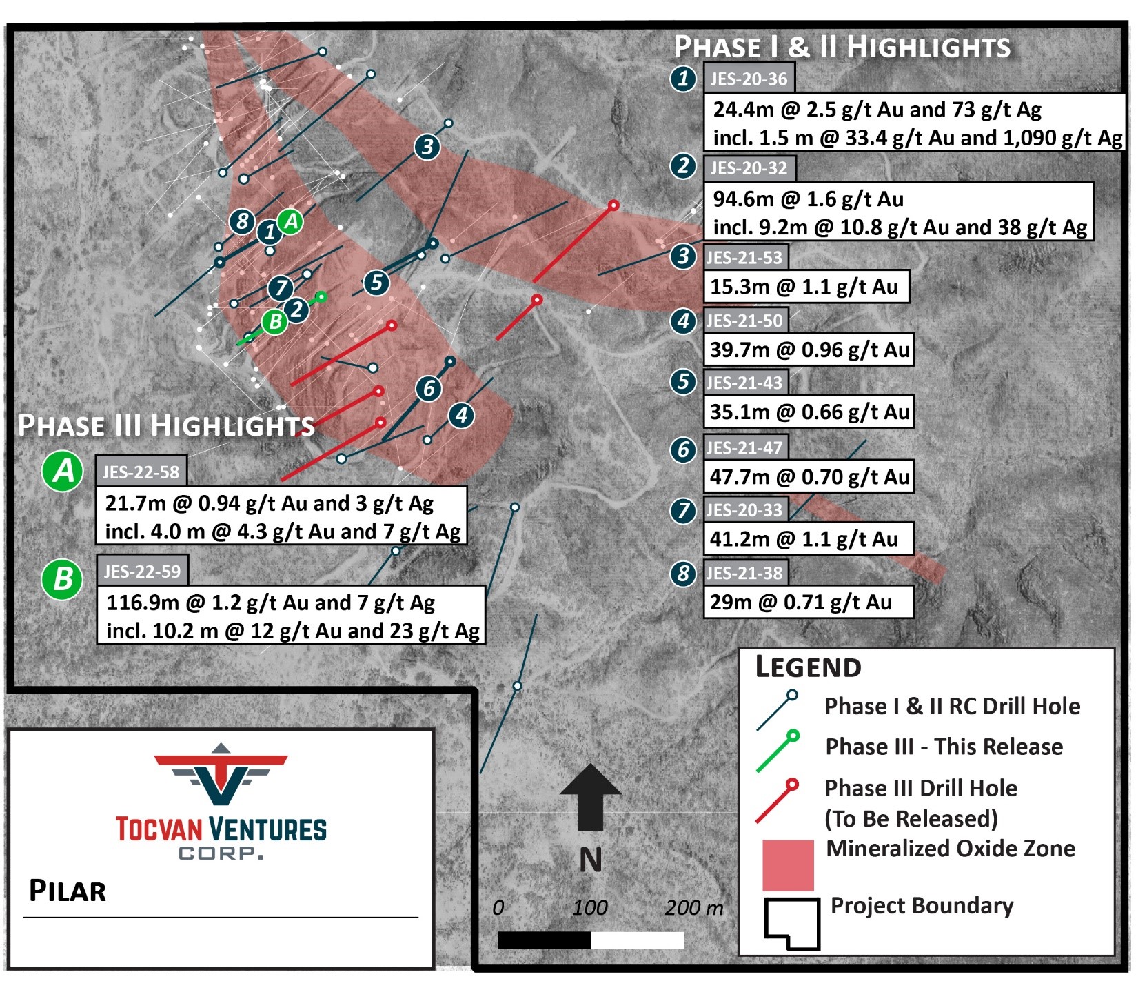 Tocvan Drills 116.9-meters of 1.2 g/t Au and 7 g/t Ag, including 10.2-meters of 12 g/t Au and 23 g/t Ag at Pilar