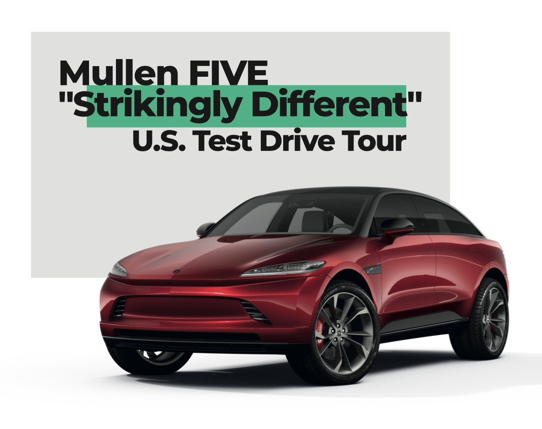 Mullen FIVE “Strikingly Different” EV Crossover Tour Starts Tomorrow, Oct. 27th in Pasadena, CA; New Los Angeles Area Stop Added